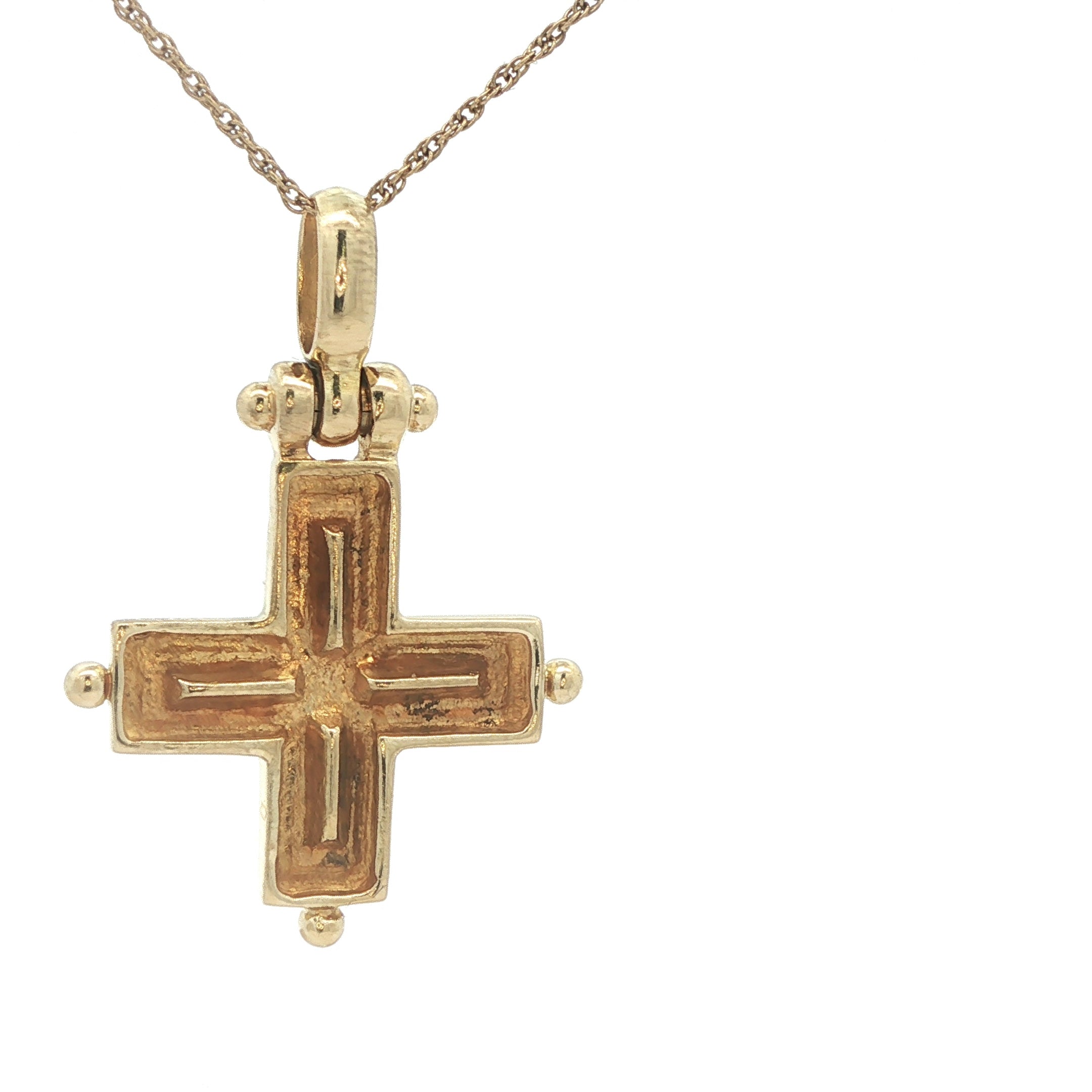 Vintage Estate 18K Yellow Gold Cross Pendant – European 750 Hallmark 1980s