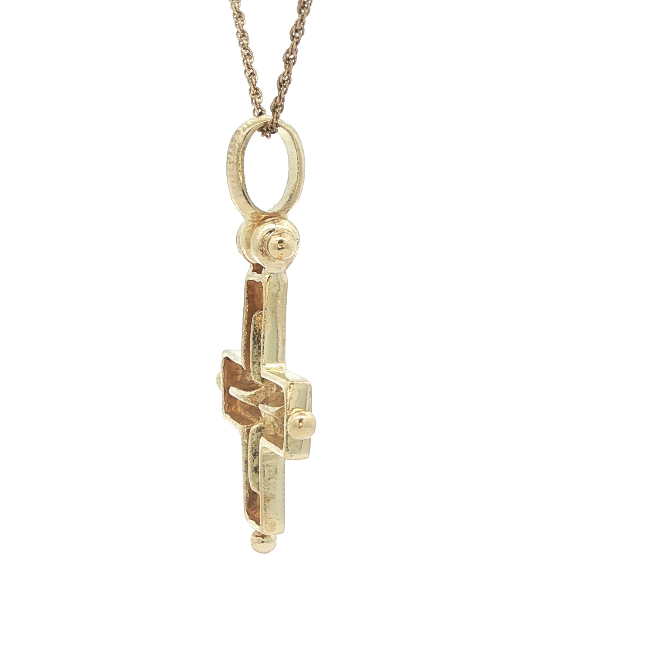Vintage Estate 18K Yellow Gold Cross Pendant – European 750 Hallmark 1980s