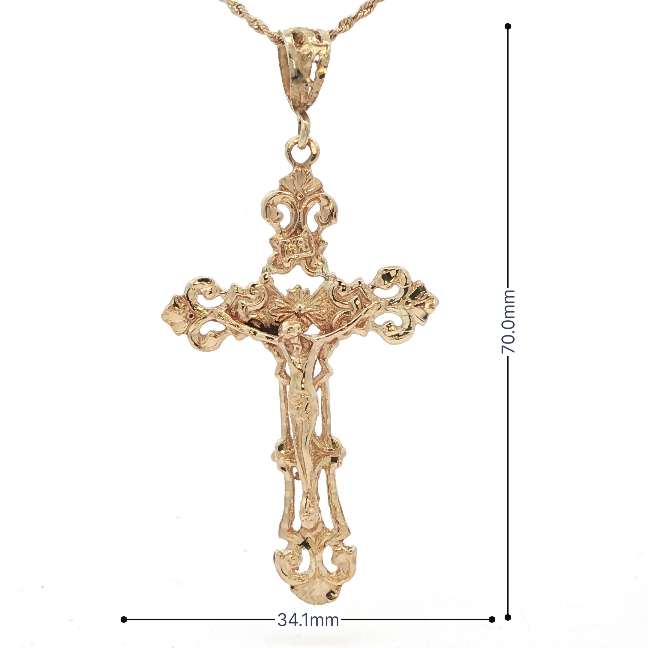 Vintage Estate 14K Yellow Gold Ornate Crucifix Pendant – Circa 1960s Religious Cross