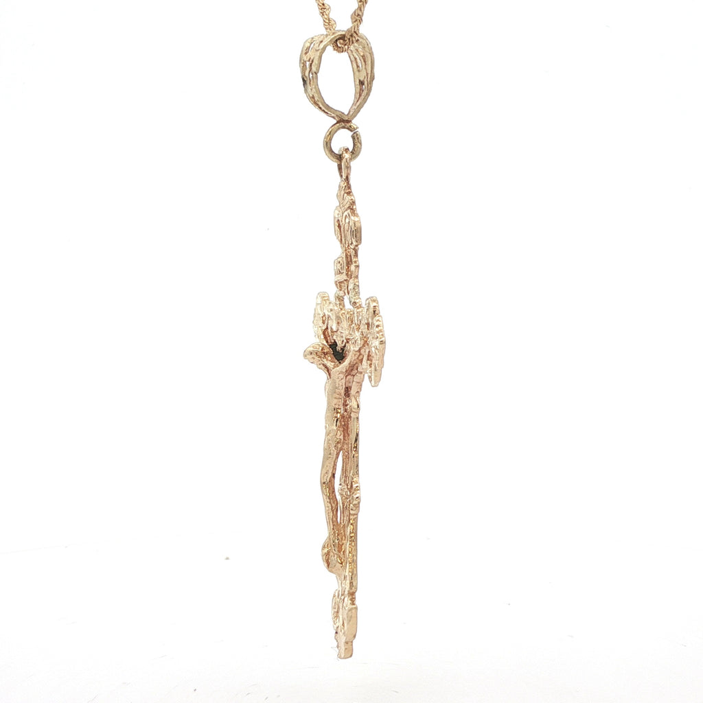 Vintage Estate 14K Yellow Gold Ornate Crucifix Pendant – Circa 1960s Religious Cross