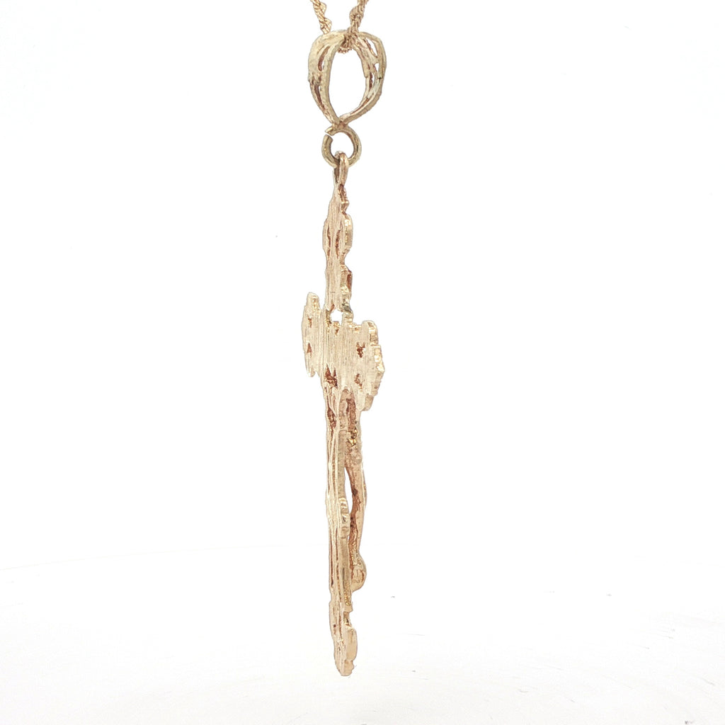 Vintage Estate 14K Yellow Gold Ornate Crucifix Pendant – Circa 1960s Religious Cross