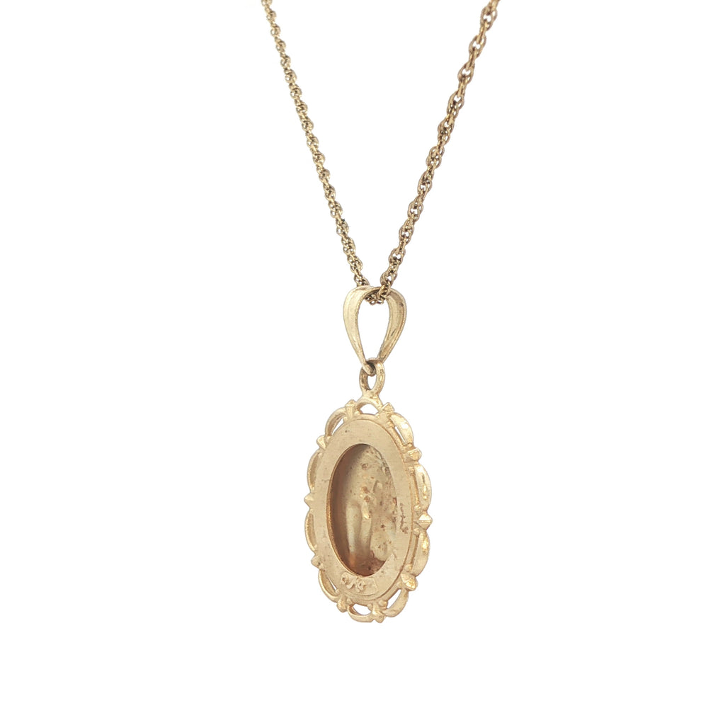 Vintage Estate 10K Yellow Gold Angel Medallion Pendant – Circa 1950s–1970s