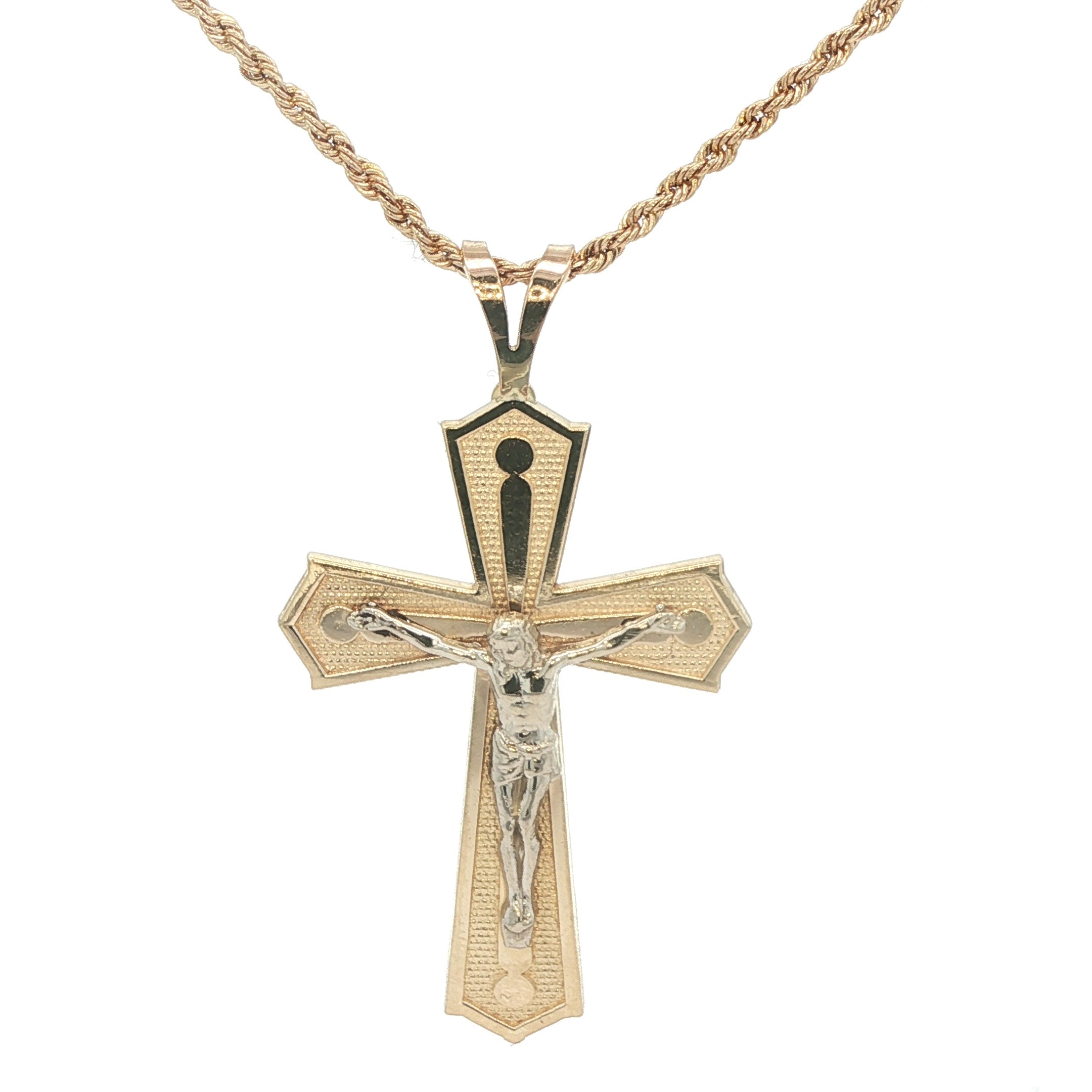 14K Yellow Gold Vintage Crucifix Cross Pendant – 1970s Estate Jewelry