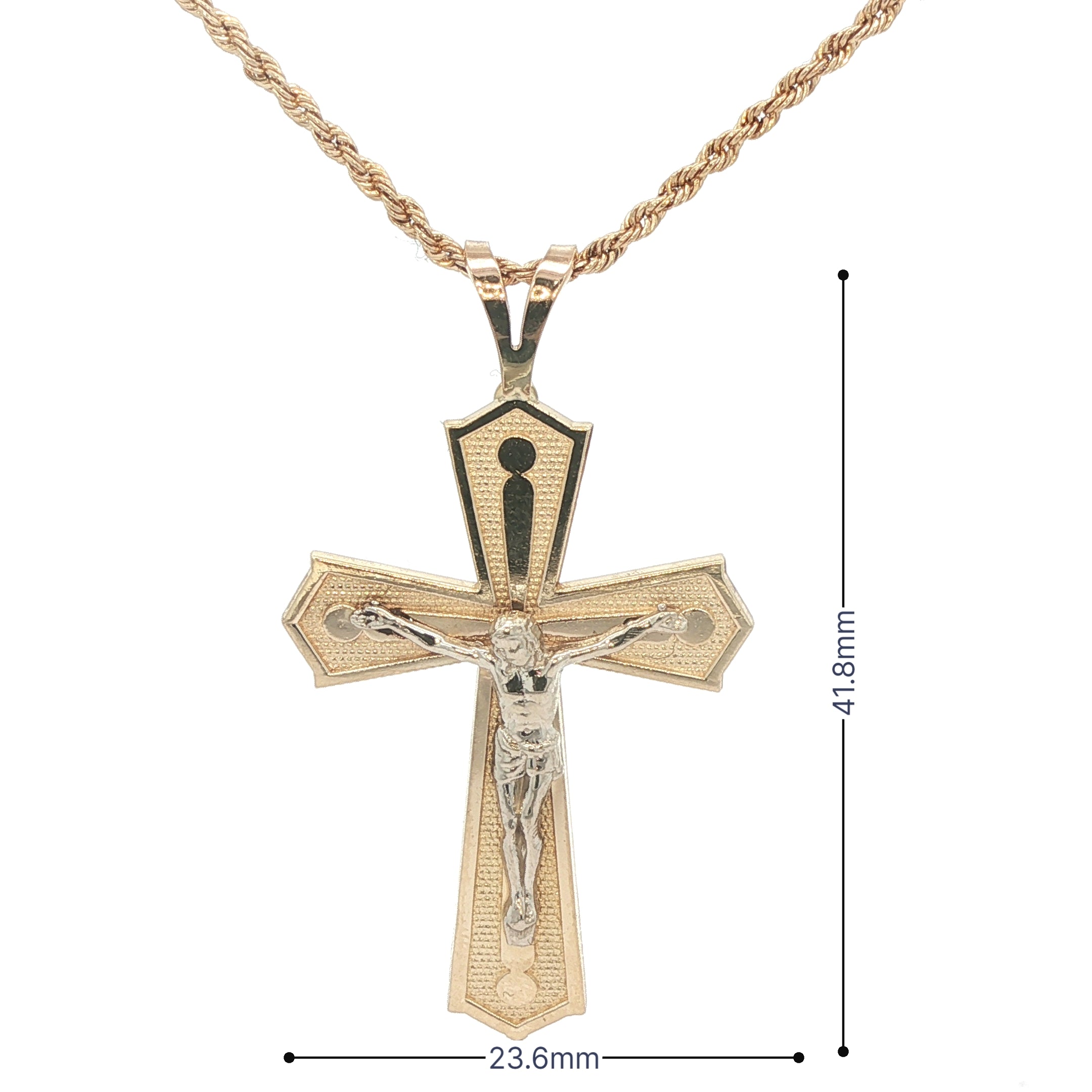 14K Yellow Gold Vintage Crucifix Cross Pendant – 1970s Estate Jewelry