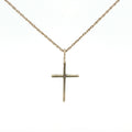 9K Yellow Gold Minimalist Cross Pendant - Estate Jewelry