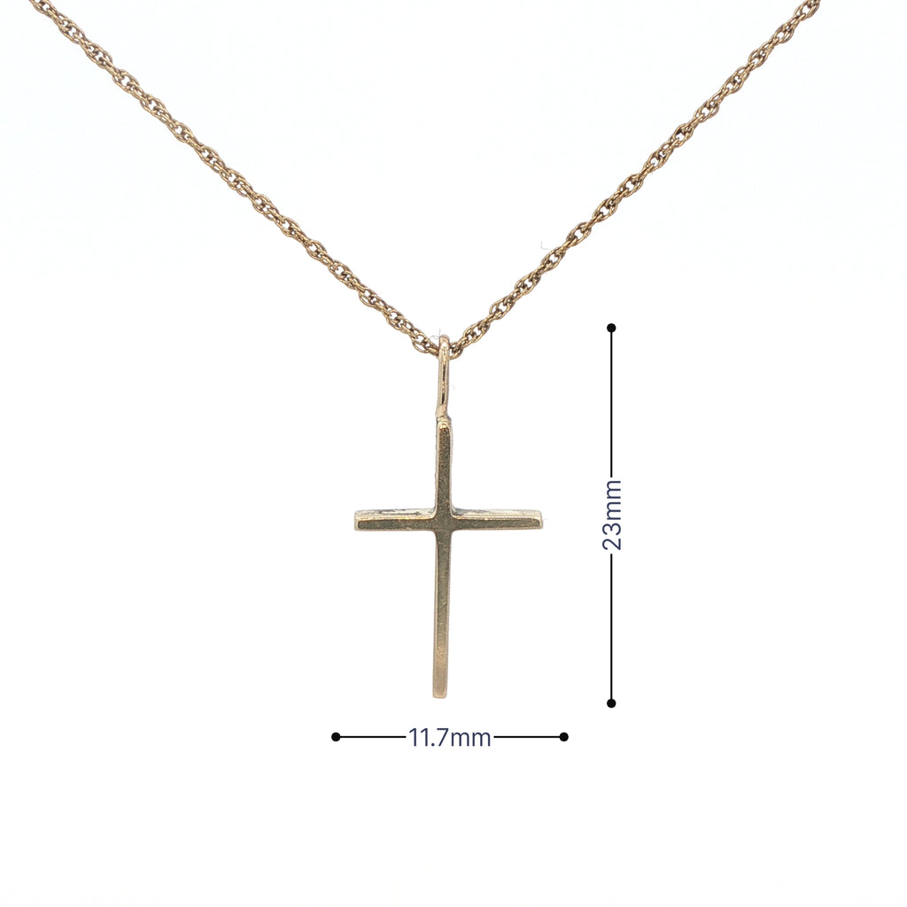 9K Yellow Gold Minimalist Cross Pendant - Estate Jewelry