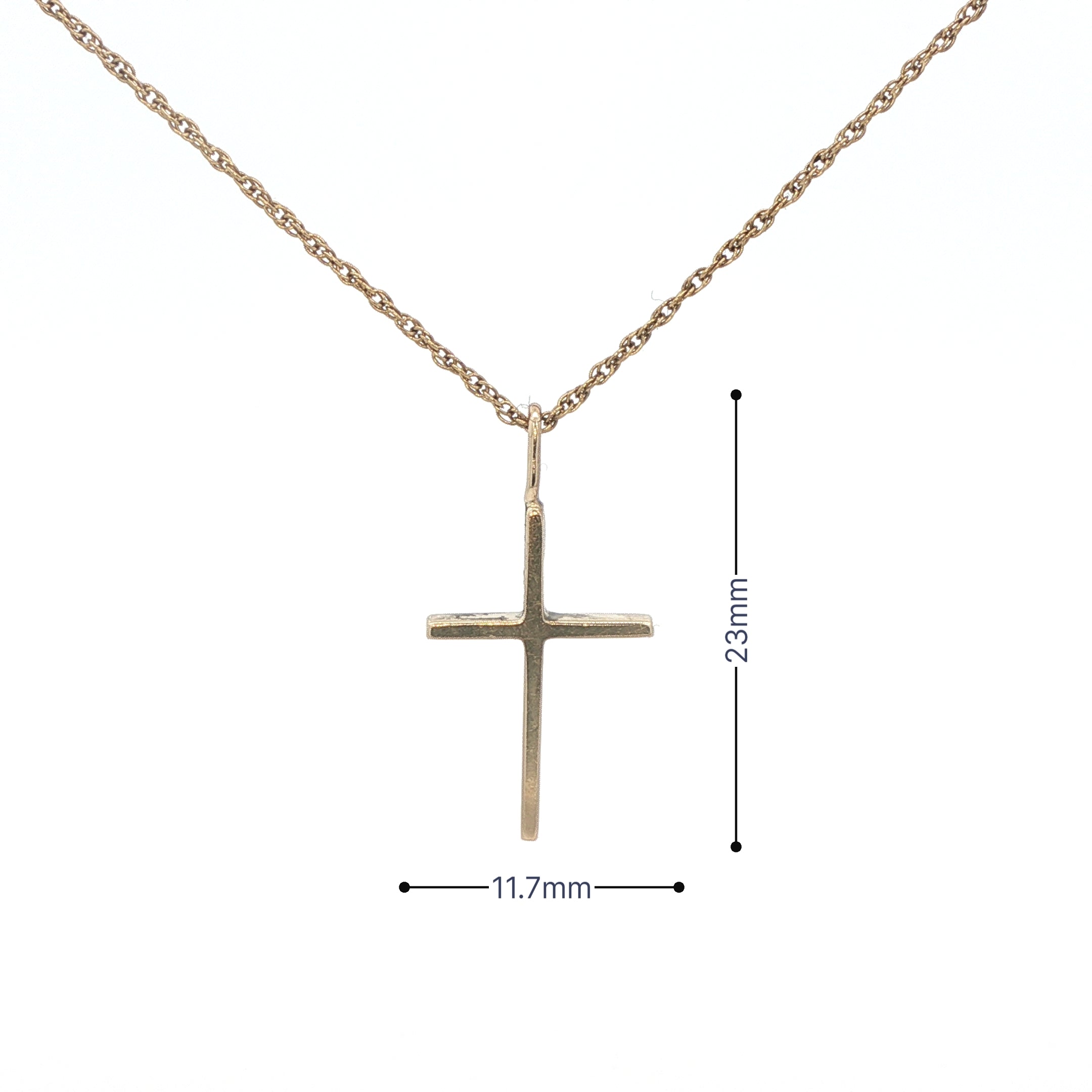 9K Yellow Gold Minimalist Cross Pendant - Estate Jewelry
