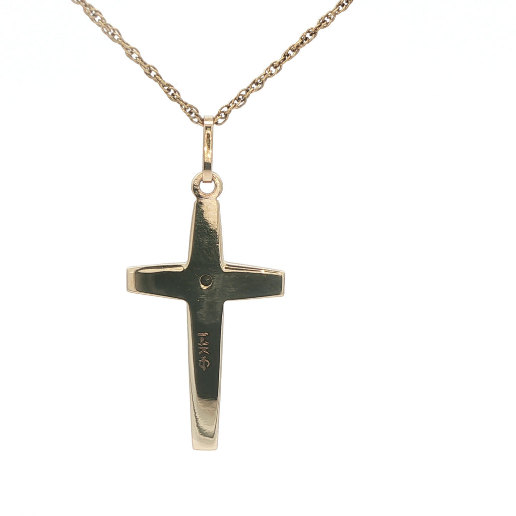 Estate 14K Yellow Gold Diamond Cross Pendant – 0.007 CT