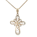 Estate 14K Two-Tone Yellow Gold Filigree Cross Pendant – Circa 1990 – 29.8mm