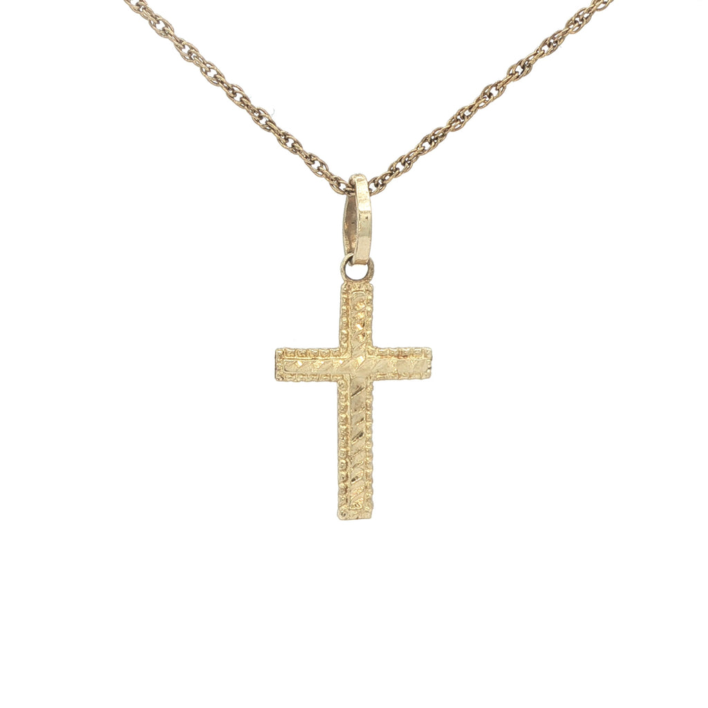 Estate 14K Yellow Gold Textured Nugget Cross Pendant – Circa 1980s – 22.2mm