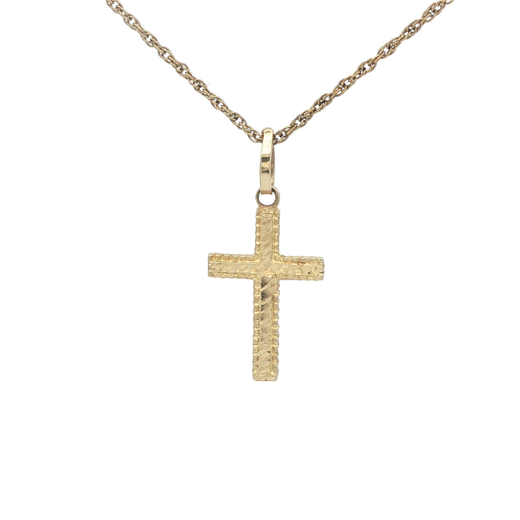 Estate 14K Yellow Gold Textured Nugget Cross Pendant – Circa 1980s – 22.2mm