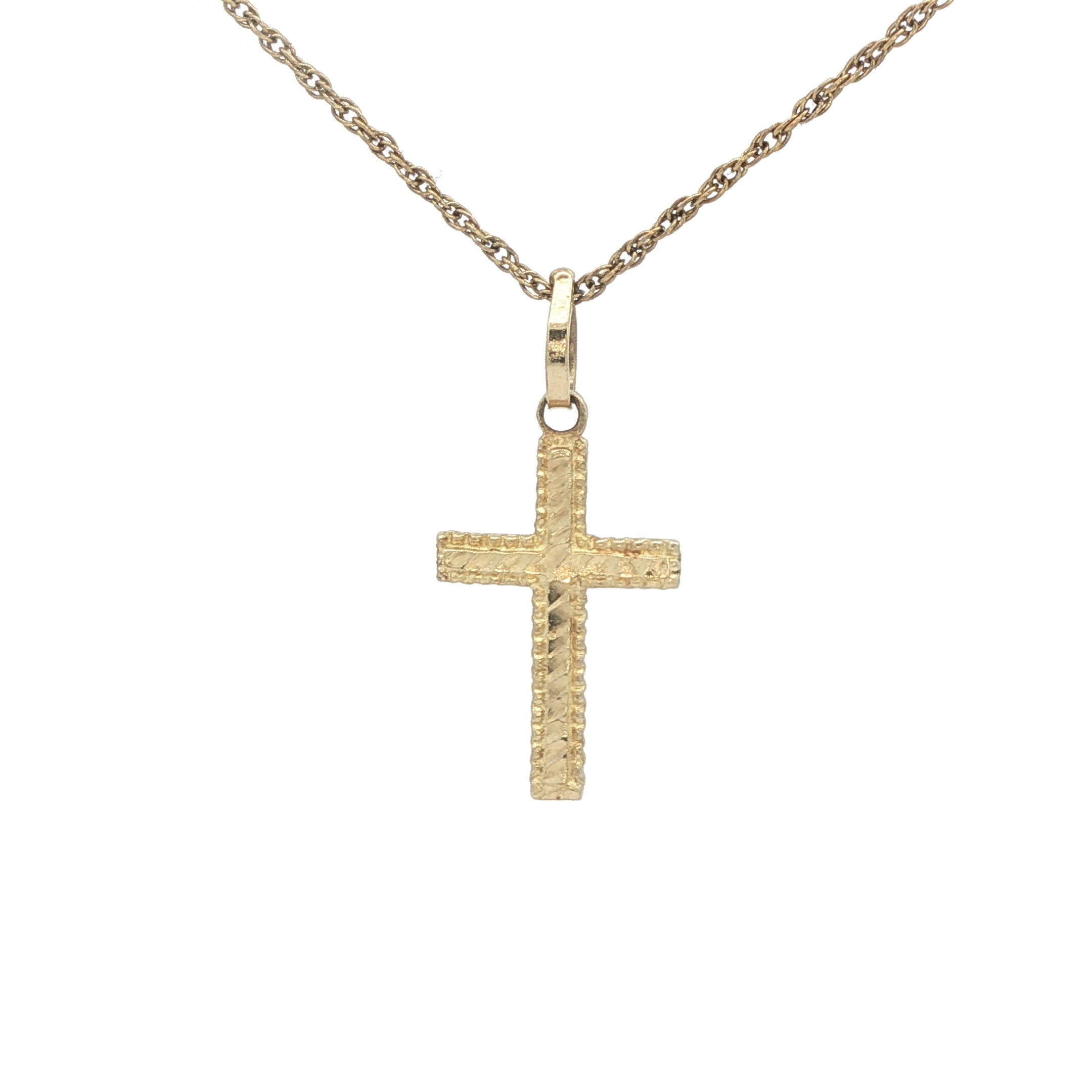Estate 14K Yellow Gold Textured Nugget Cross Pendant – Circa 1980s – 22.2mm