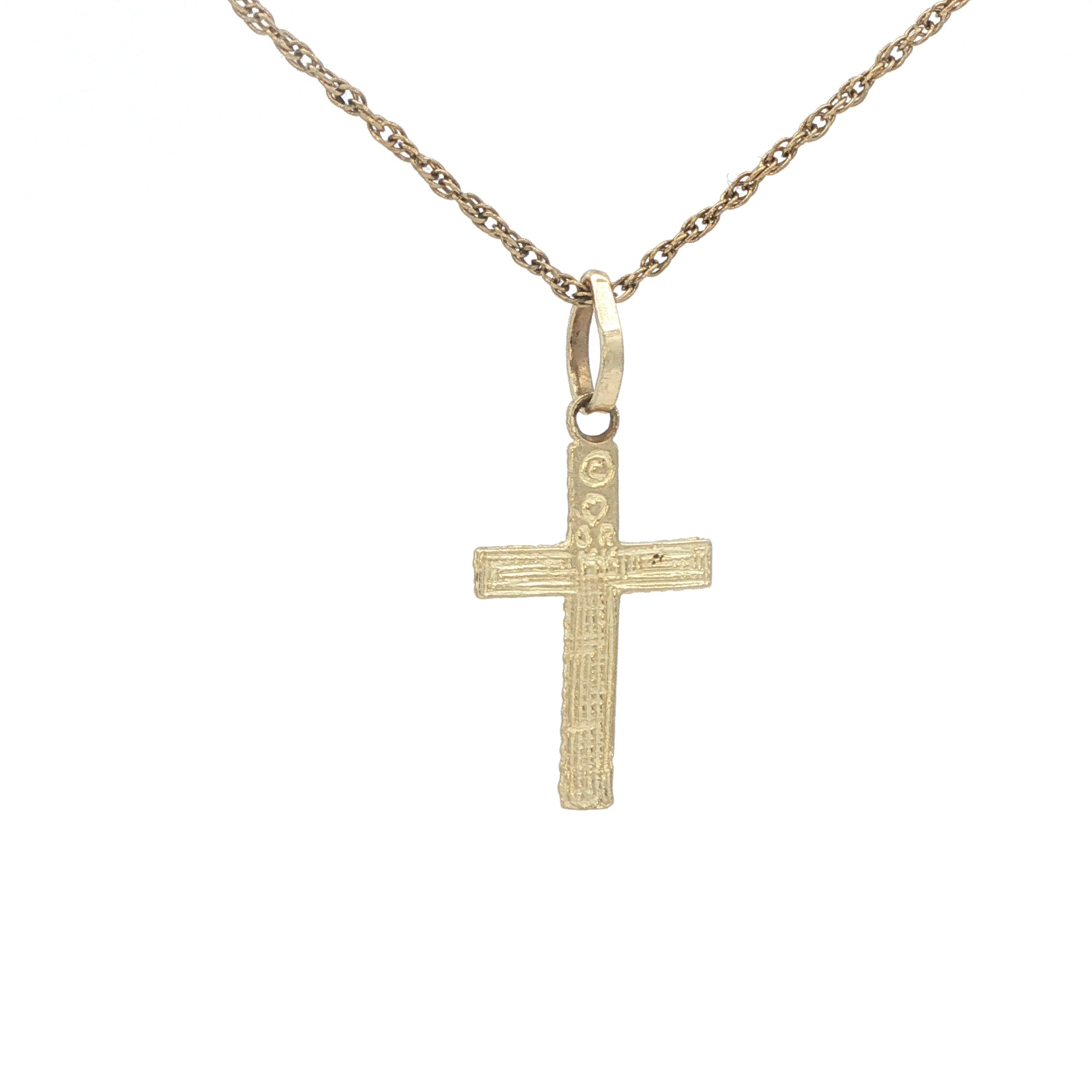 Estate 14K Yellow Gold Textured Nugget Cross Pendant – Circa 1980s – 22.2mm