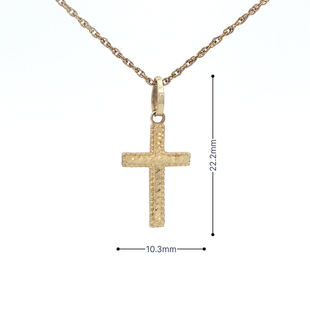 Estate 14K Yellow Gold Textured Nugget Cross Pendant – Circa 1980s – 22.2mm