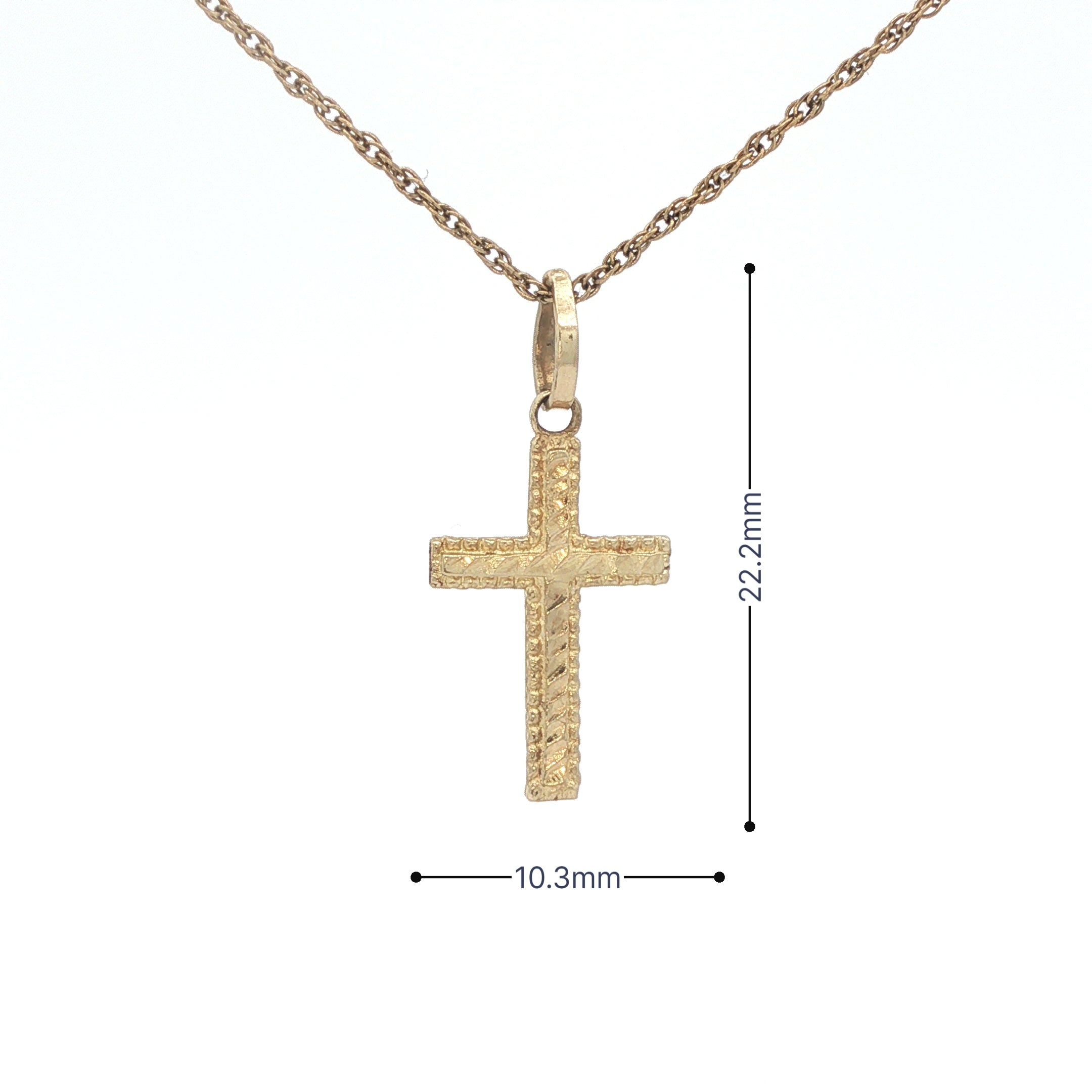 Estate 14K Yellow Gold Textured Nugget Cross Pendant – Circa 1980s – 22.2mm