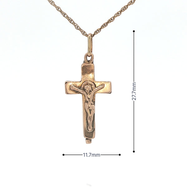 Vintage 14K Yellow Gold Crucifix Pendant - Mid-Century Estate (Circa 1960s-1970s)