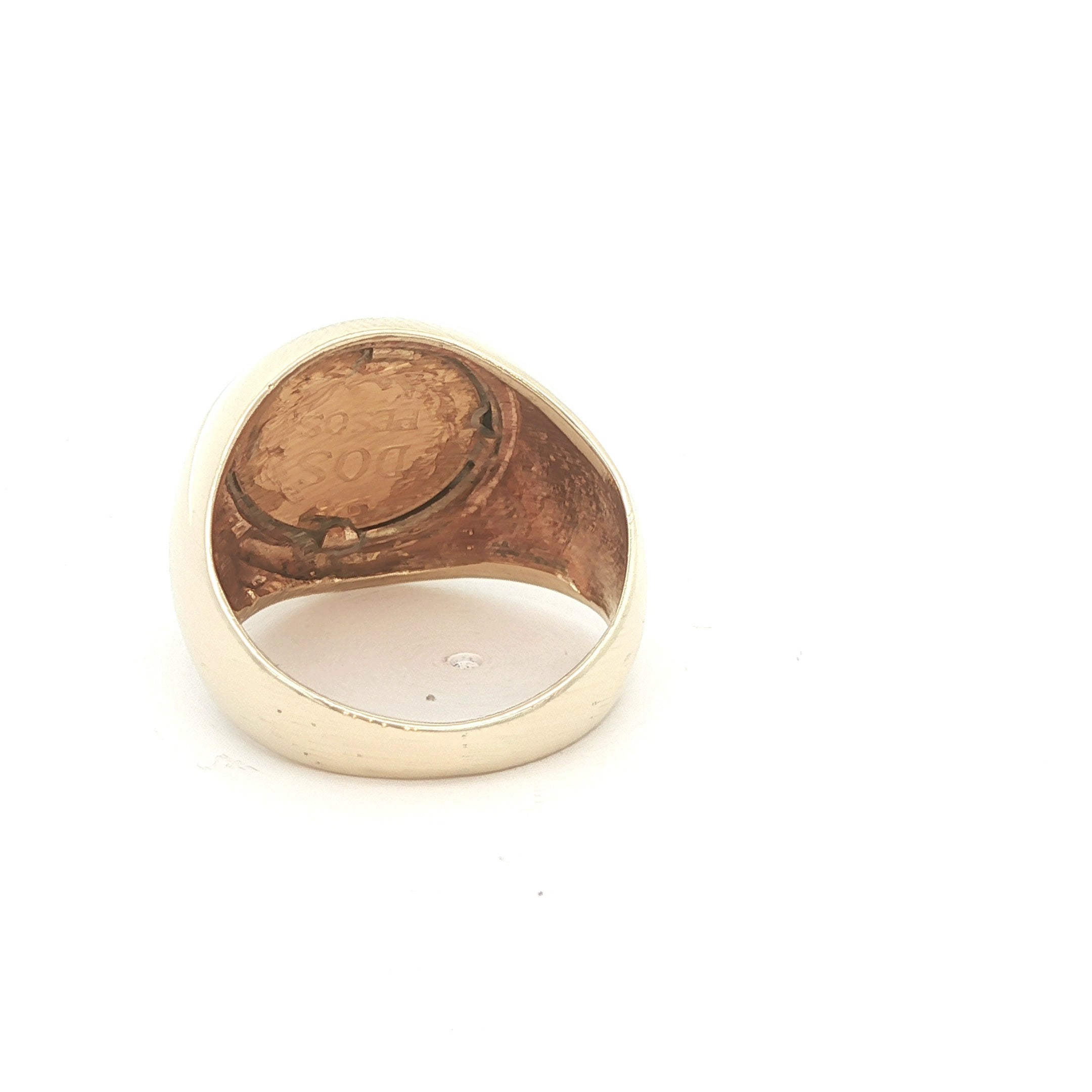 Estate 14K Yellow Gold Mexican Dos Pesos Coin Ring (1945)