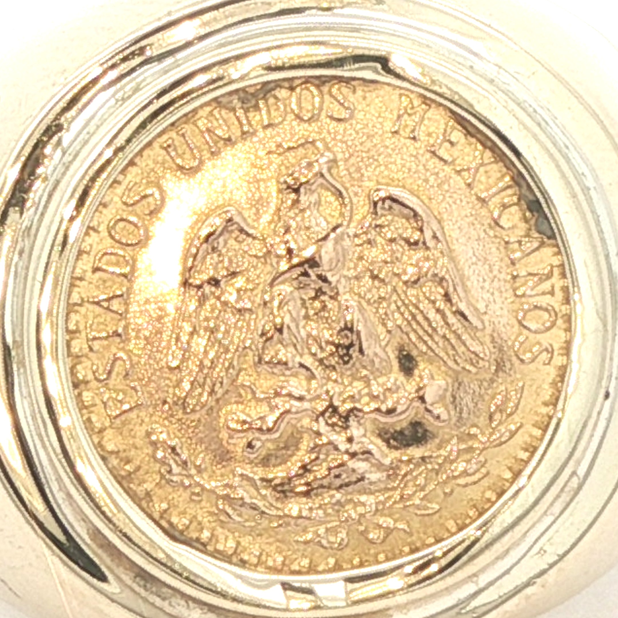 Estate 14K Yellow Gold Mexican Dos Pesos Coin Ring (1945)