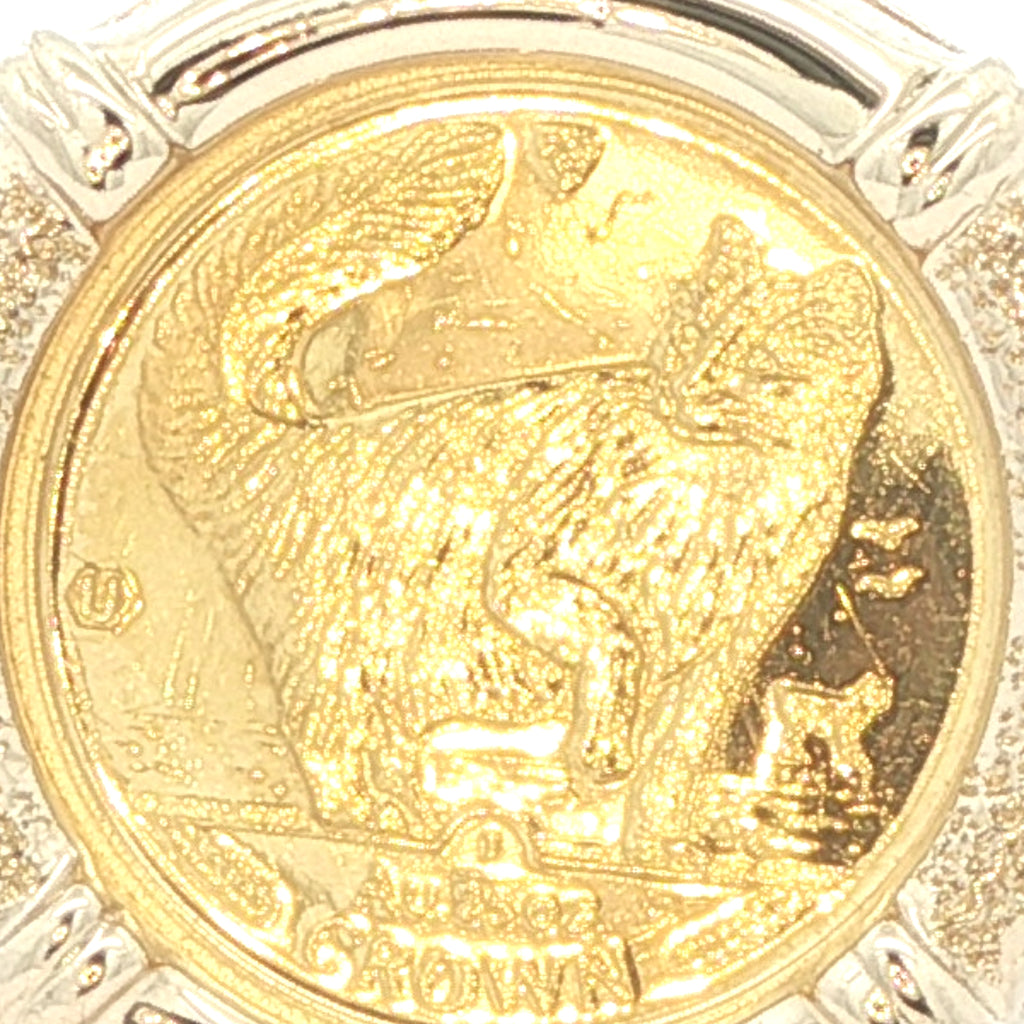 Estate 14K Yellow Gold Isle of Man Manx Cat Coin Ring (1975)