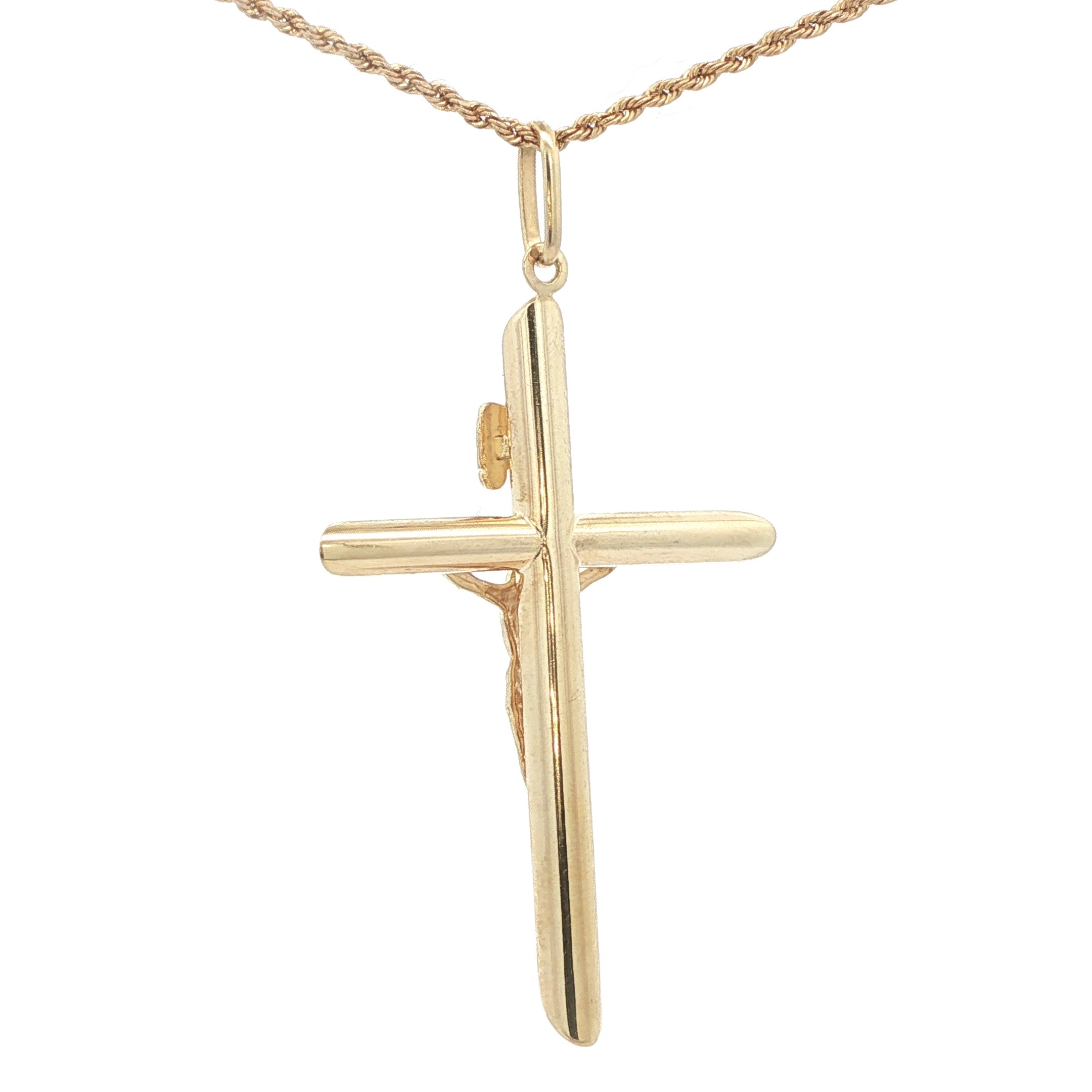 Vintage 10K Yellow Gold Crucifix Pendant with INRI Inscription