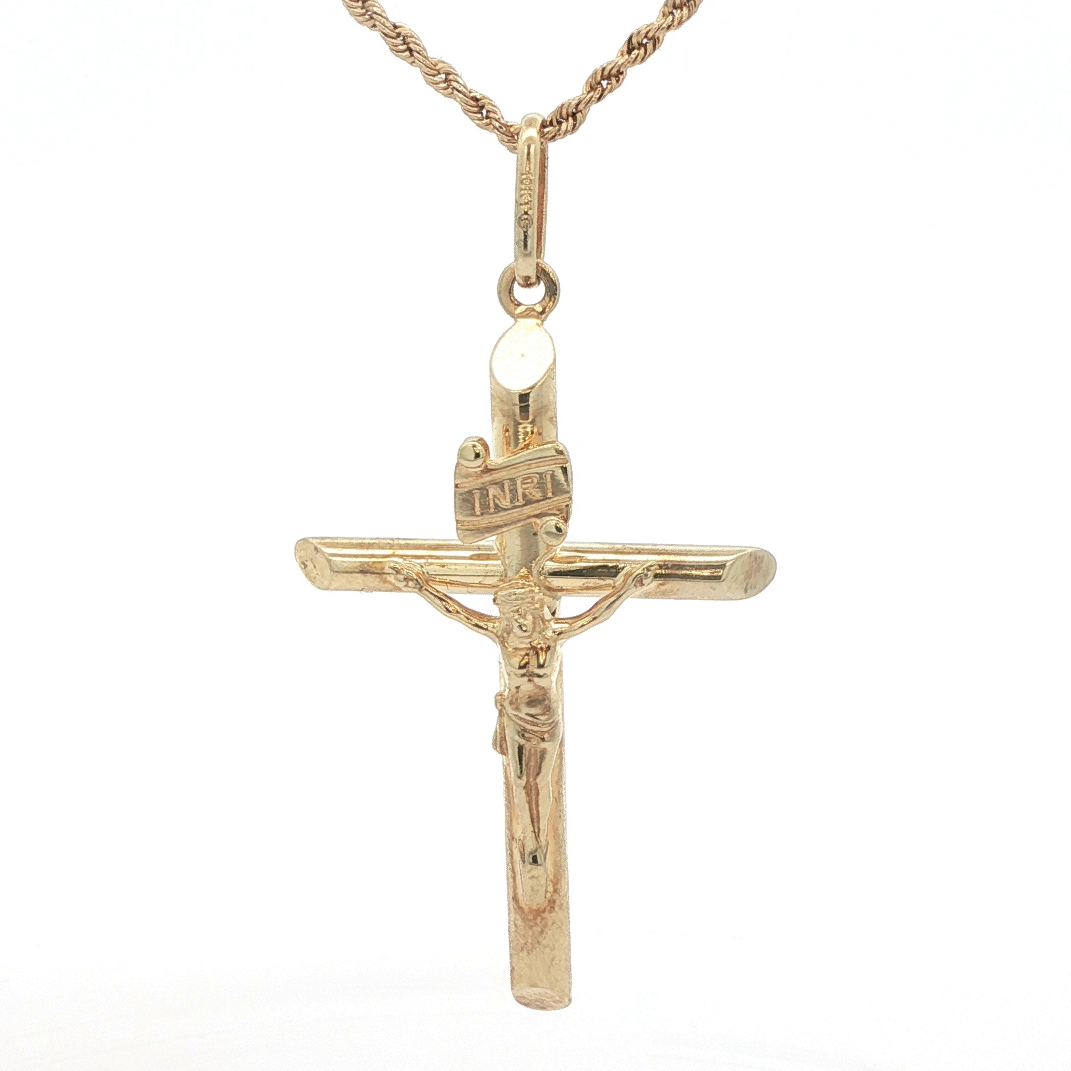 Estate 10K Yellow Gold Crucifix Cross Pendant – Contemporary Era (2000s–Present)