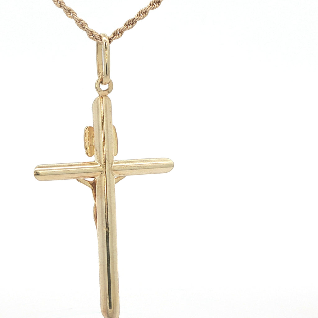 Estate 10K Yellow Gold Crucifix Cross Pendant – Contemporary Era (2000s–Present)