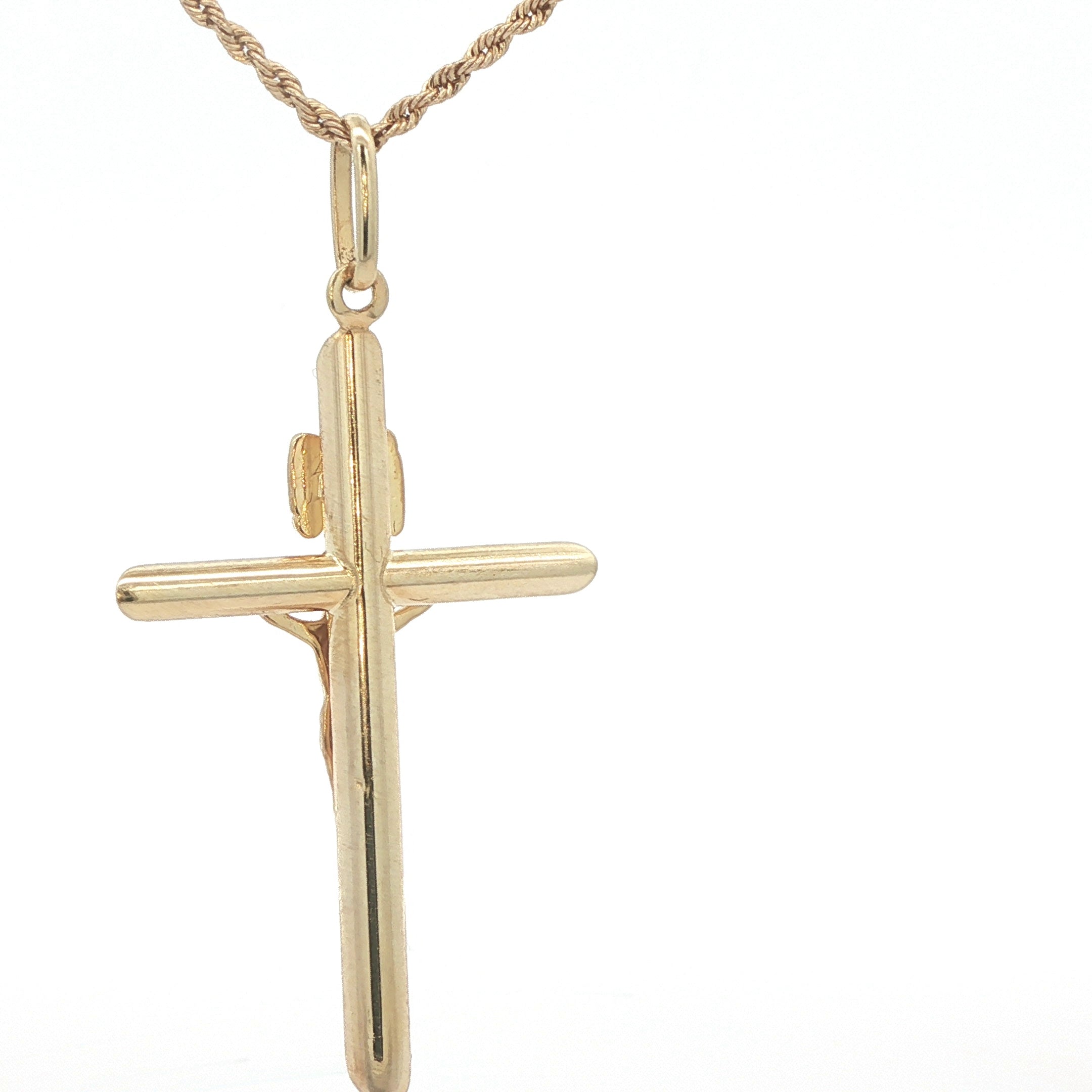 Estate 10K Yellow Gold Crucifix Cross Pendant – Contemporary Era (2000s–Present)