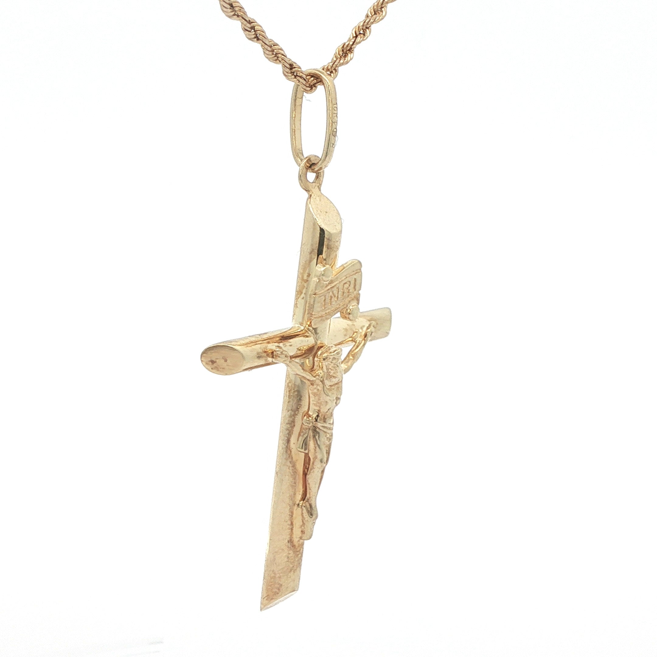 Estate 10K Yellow Gold Crucifix Cross Pendant – Contemporary Era (2000s–Present)