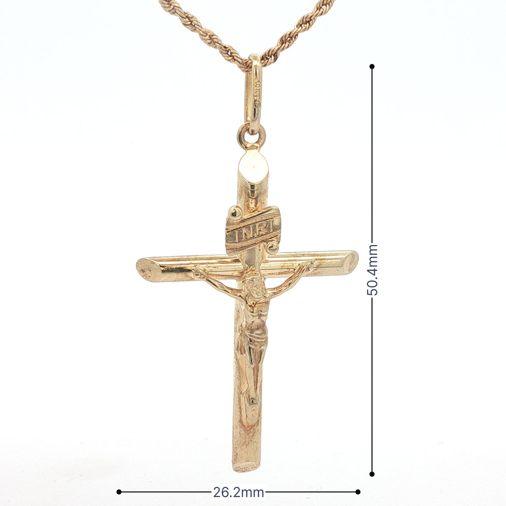 Estate 10K Yellow Gold Crucifix Cross Pendant – Contemporary Era (2000s–Present)