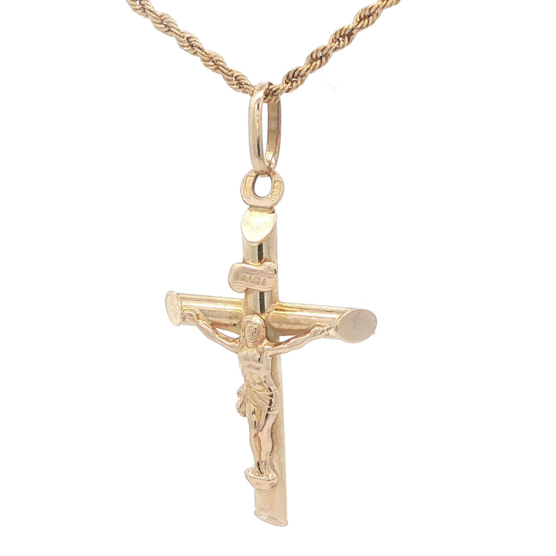 Estate 14K Yellow Gold Crucifix Cross Pendant – Contemporary Era (2000s–Present)