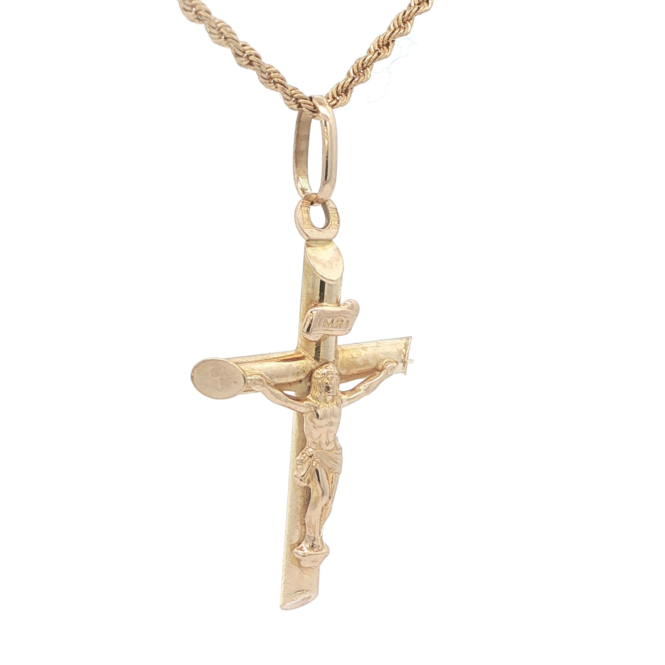Estate 14K Yellow Gold Crucifix Cross Pendant – Contemporary Era (2000s–Present)