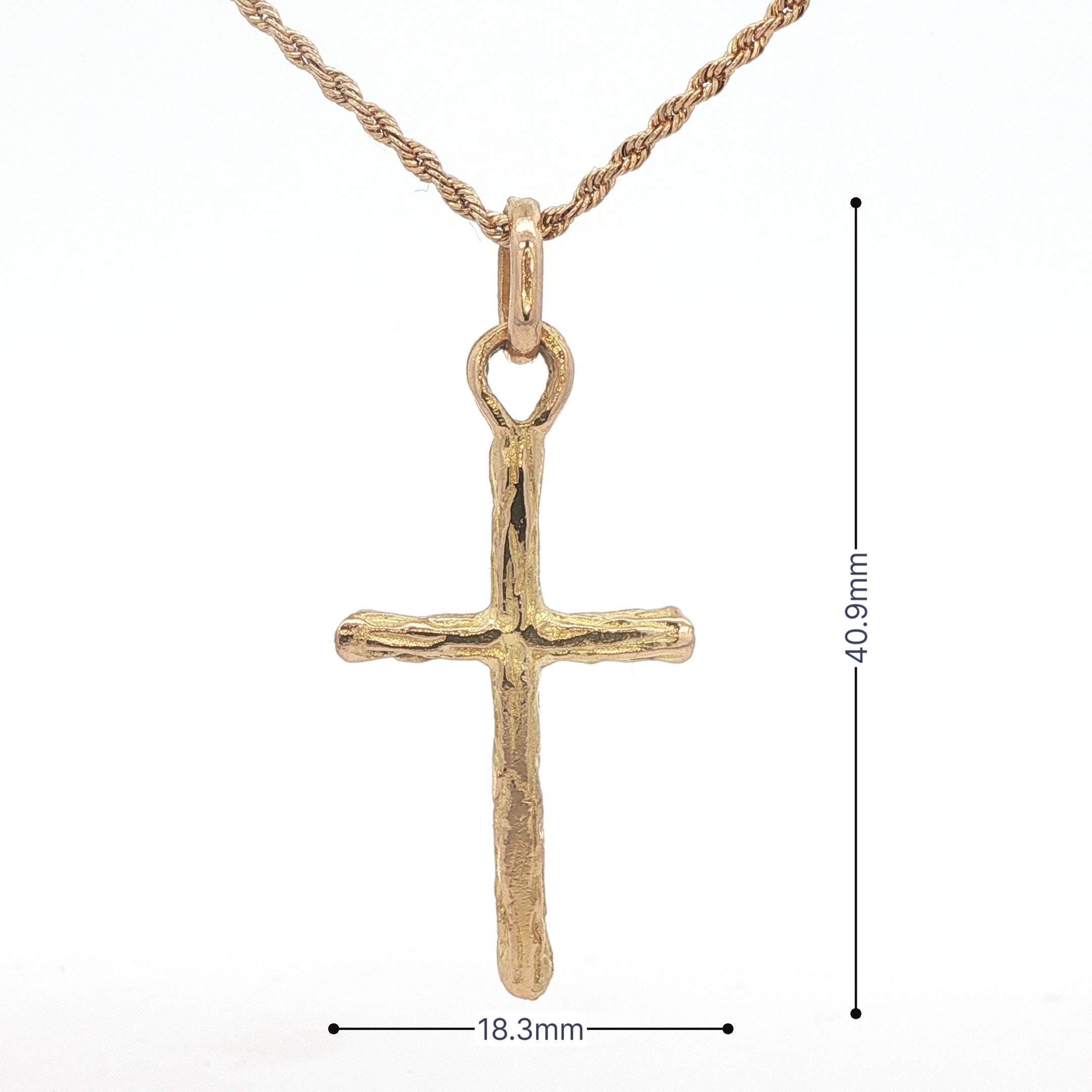 Estate 18K Yellow Gold Textured Cross Pendant – Modern 2000s Era