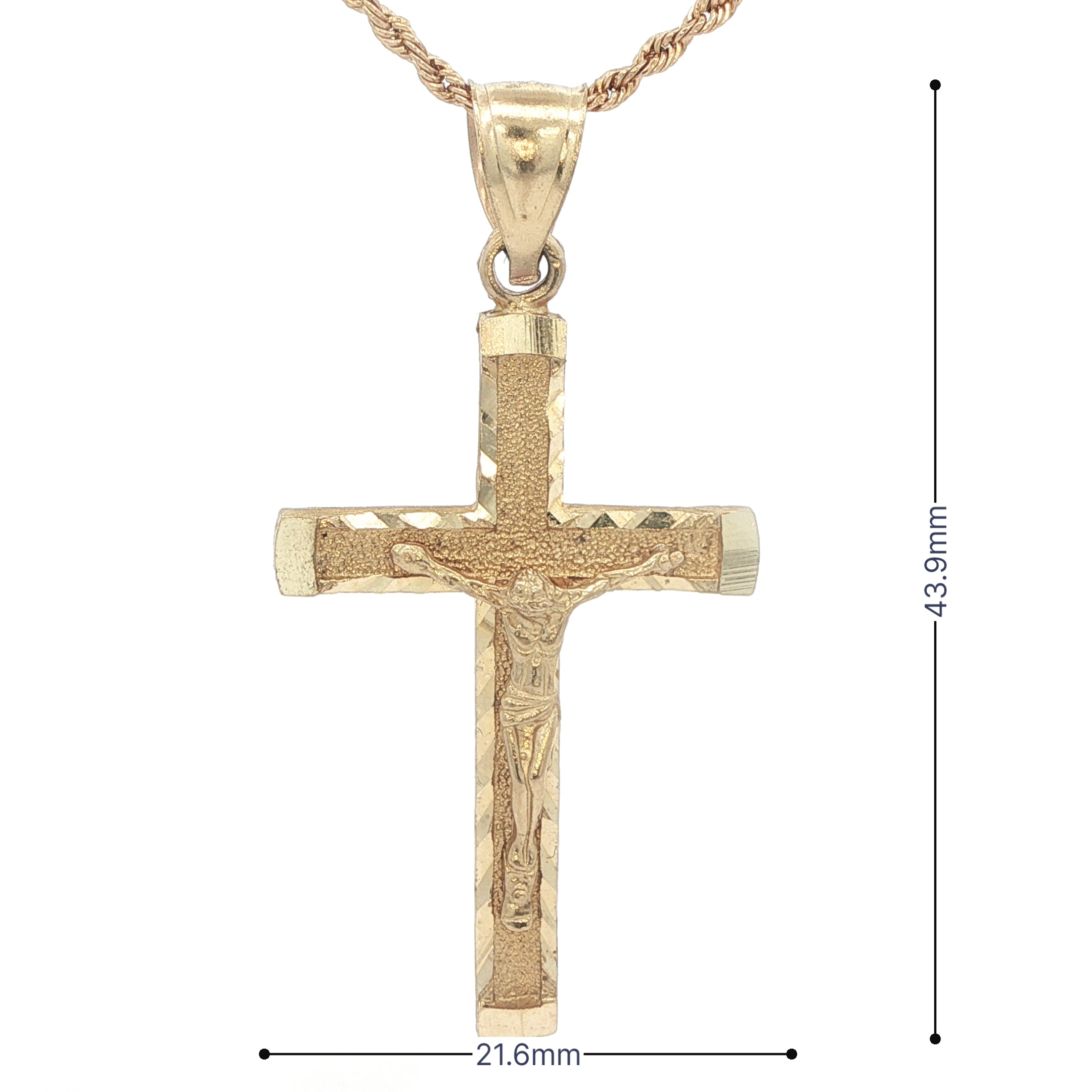 Estate 14K Yellow Gold Diamond-Cut Crucifix Pendant – Classic 1990s Era