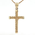 Estate 14K Yellow Gold Diamond-Cut Crucifix Pendant – Classic 1990s Era