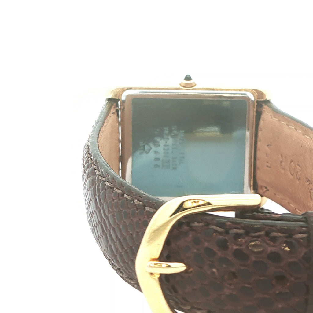 Estate 1990 Seiko Quartz Tank Style Watch Roman Numeral Dial Gold Tone Case