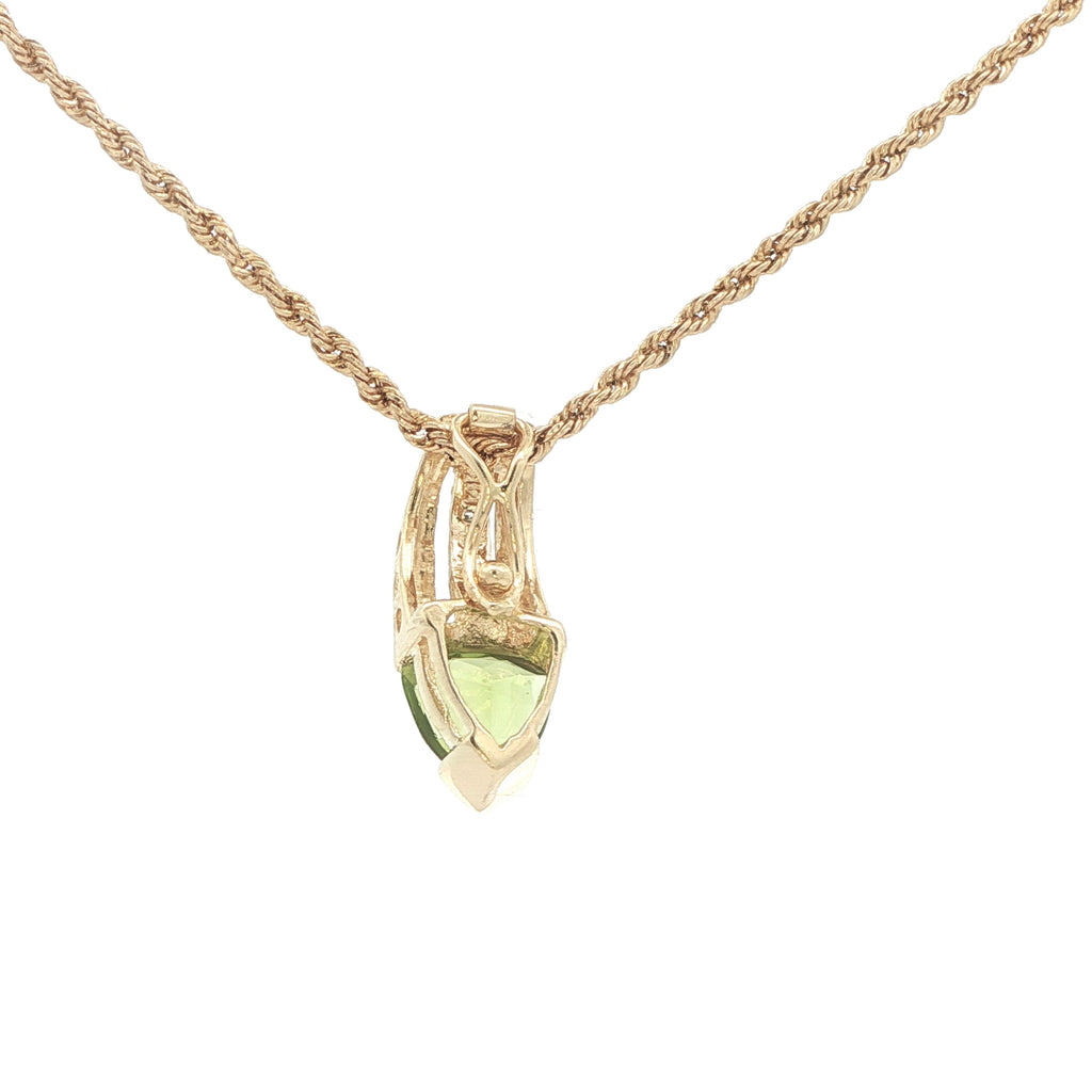 14K Yellow Gold Approx. 1.00 CTW Peridot & Diamond Pendant – Modern Era – No Chain