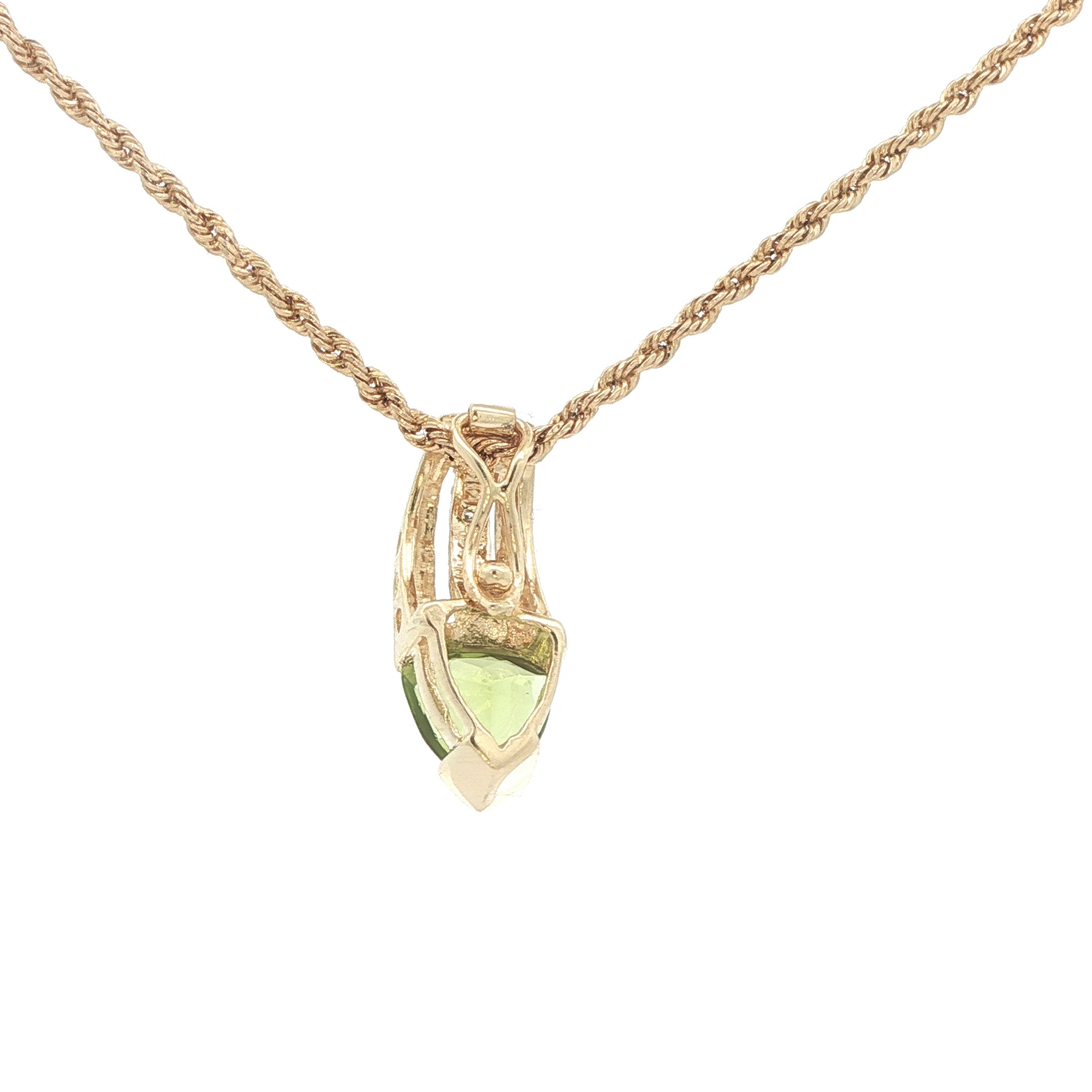 14K Yellow Gold Approx. 1.00 CTW Peridot & Diamond Pendant – Modern Era – No Chain