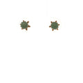 14K Yellow Gold Jade Stud Earrings – Modern Era – Round Cabochon