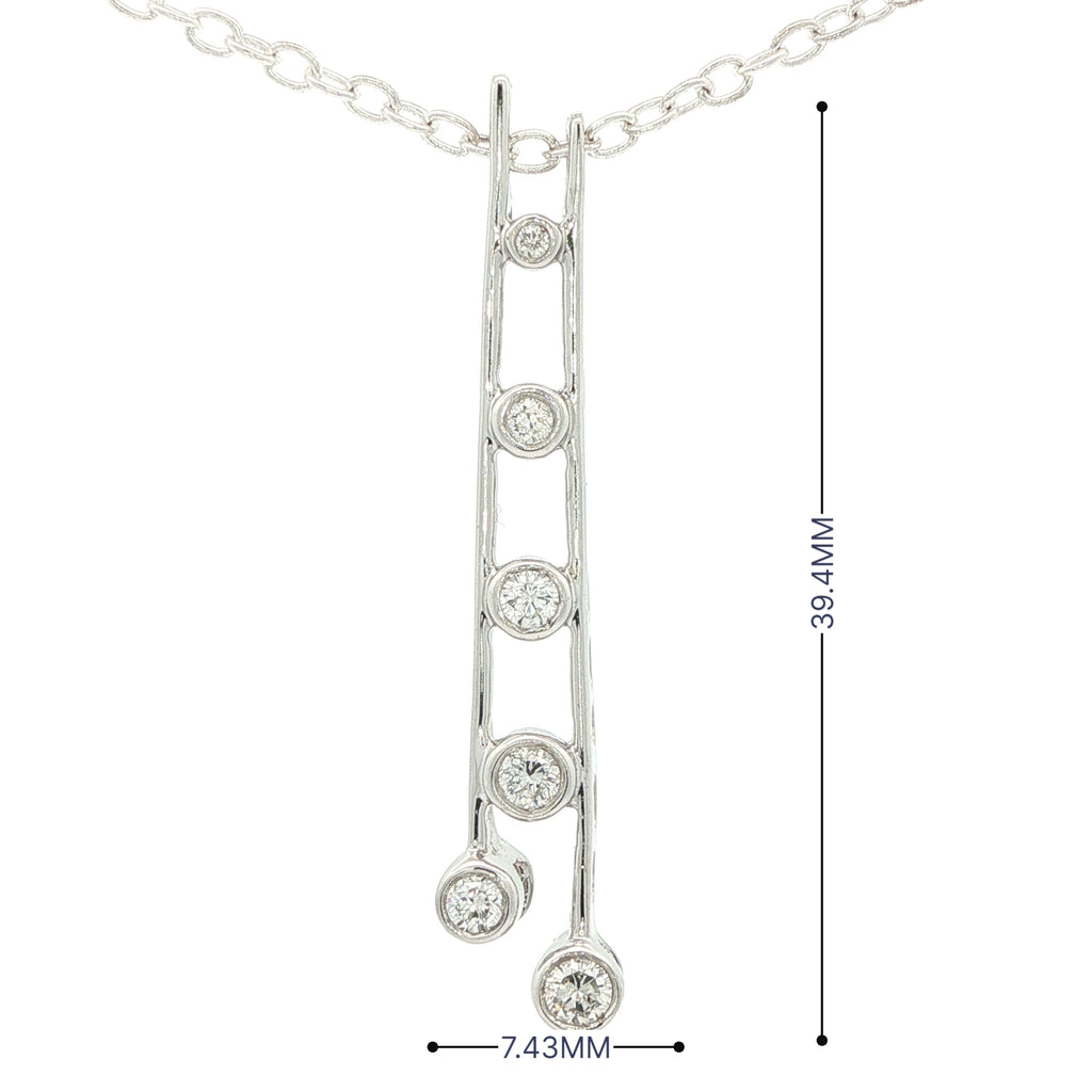 Estate 14K White Gold 1/2 CTW F VS2 Diamond Drop Pendant | Modern Bezel Ladder Design