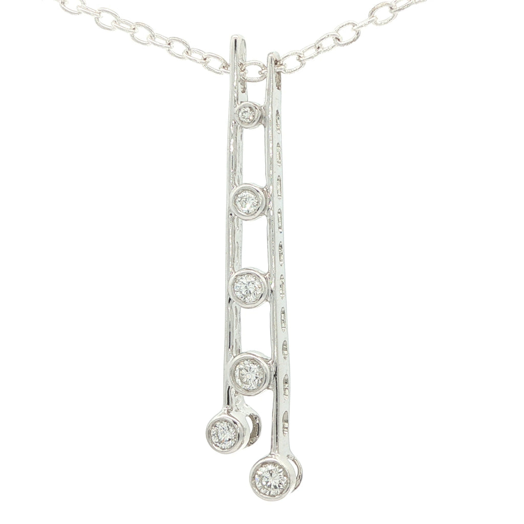 Estate 14K White Gold 1/2 CTW F VS2 Diamond Drop Pendant | Modern Bezel Ladder Design