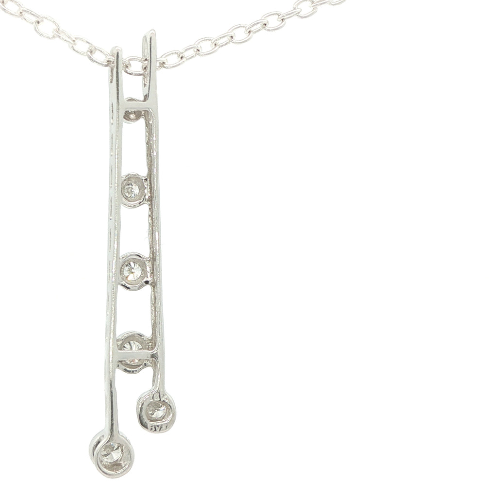 Estate 14K White Gold 1/2 CTW F VS2 Diamond Drop Pendant | Modern Bezel Ladder Design