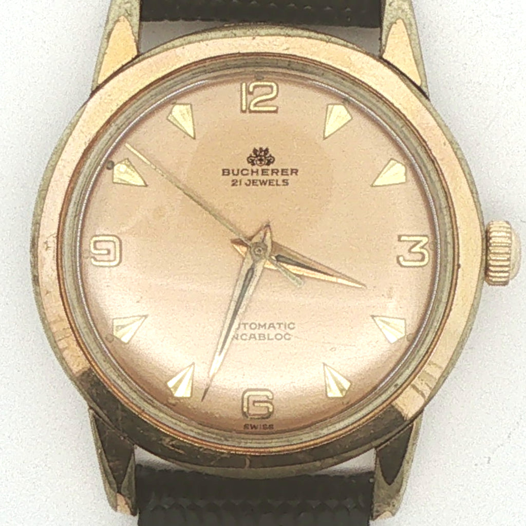 Estate Bucherer 21-Jewel Automatic Swiss Dress Watch, Gold-Tone, Circa 1960s