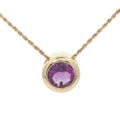 Estate 1990s 14K Yellow Gold Round AAA Amethyst Pendant Raspberry Color – Approx. 3.30 Carats