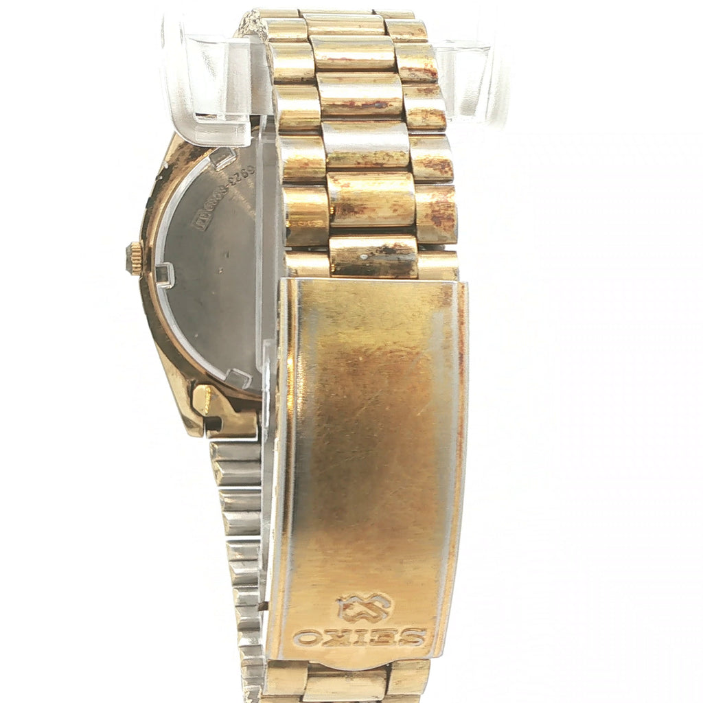 Vintage 1983 Seiko Quartz Day-Date Gold Tone Watch Ref 5Y23-8040 For Repair or Parts