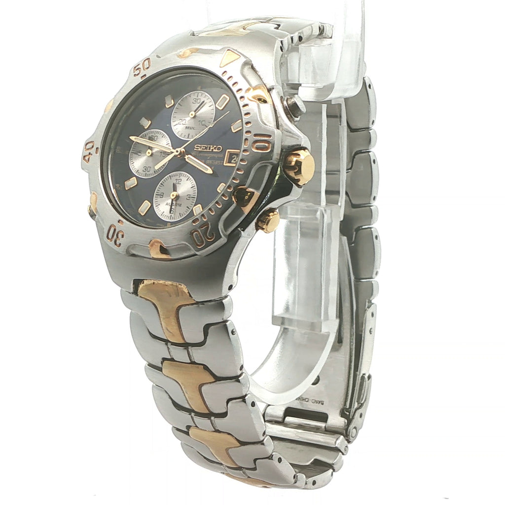 Seiko Chronograph Alarm Estate Watch 7T32-6M49 Two Tone Stainless Steel – Vintage Japan