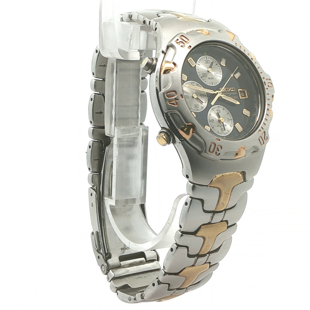 Seiko Chronograph Alarm Estate Watch 7T32-6M49 Two Tone Stainless Steel – Vintage Japan