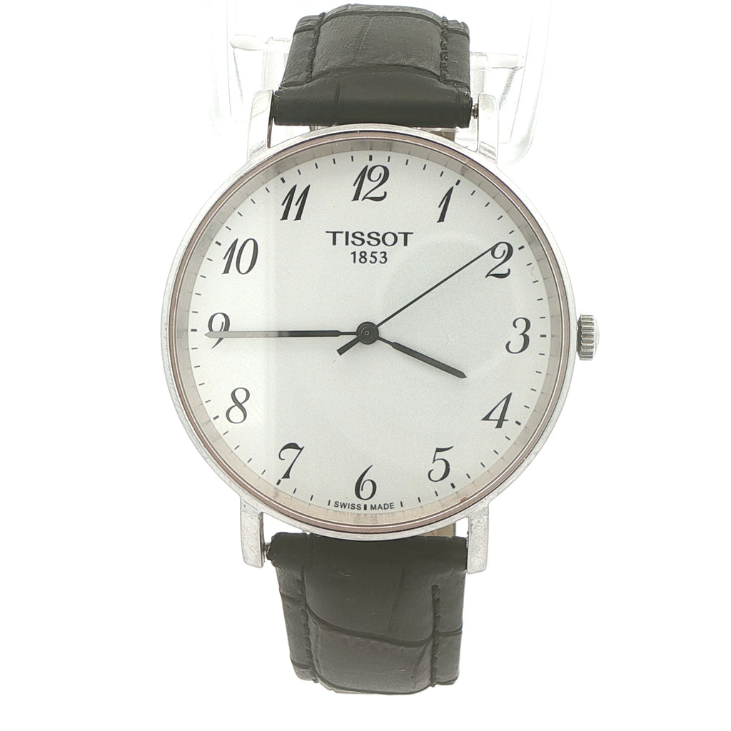 Estate Tissot Everytime 38mm Swiss Quartz Watch Silver Dial Stainless Steel T109.410.16.032.00