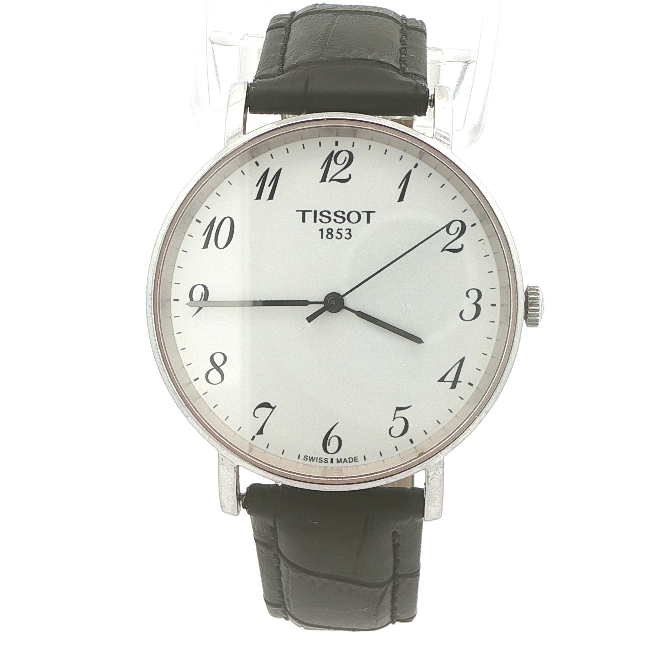 Estate Tissot Everytime 38mm Swiss Quartz Watch Silver Dial Stainless Steel T109.410.16.032.00