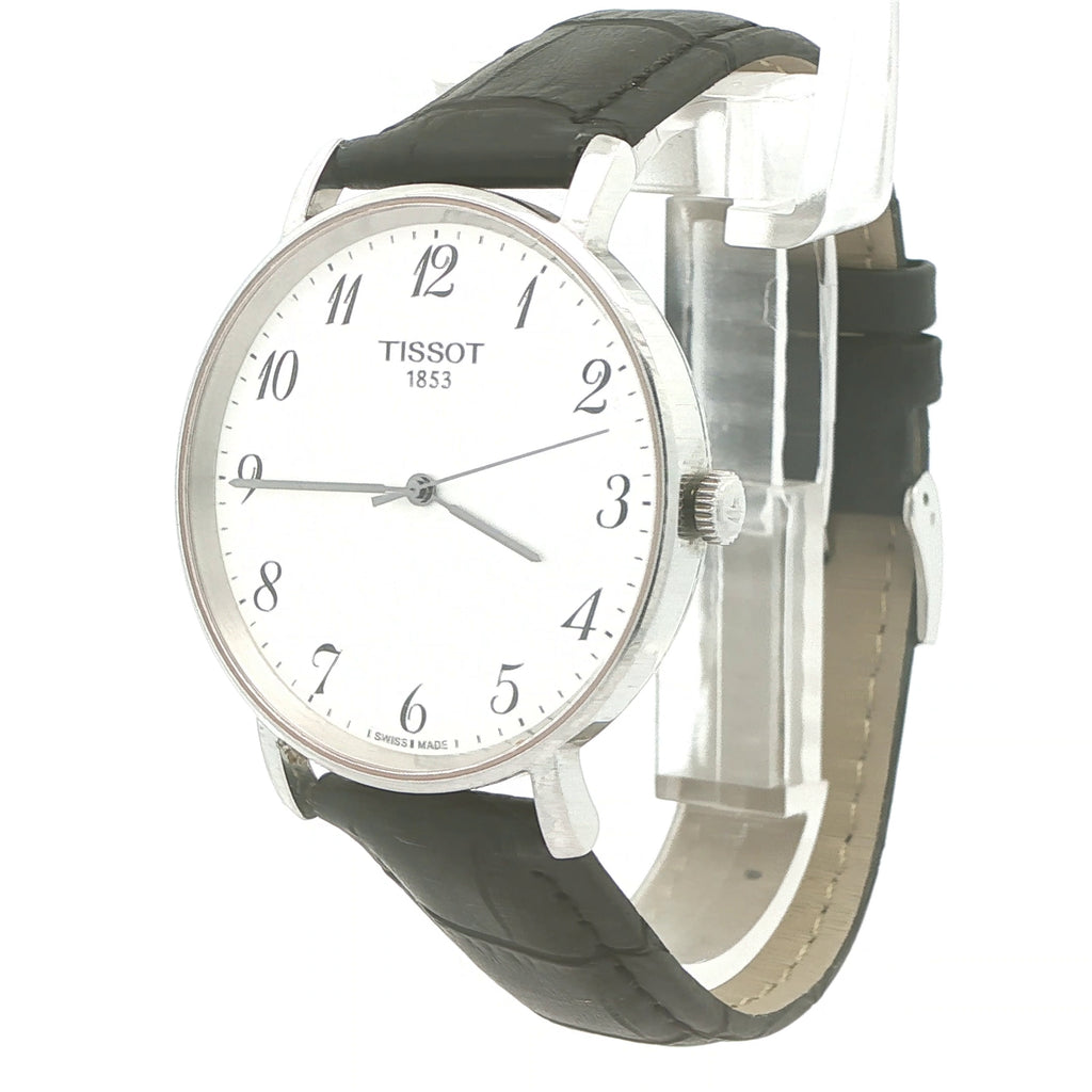 Estate Tissot Everytime 38mm Swiss Quartz Watch Silver Dial Stainless Steel T109.410.16.032.00