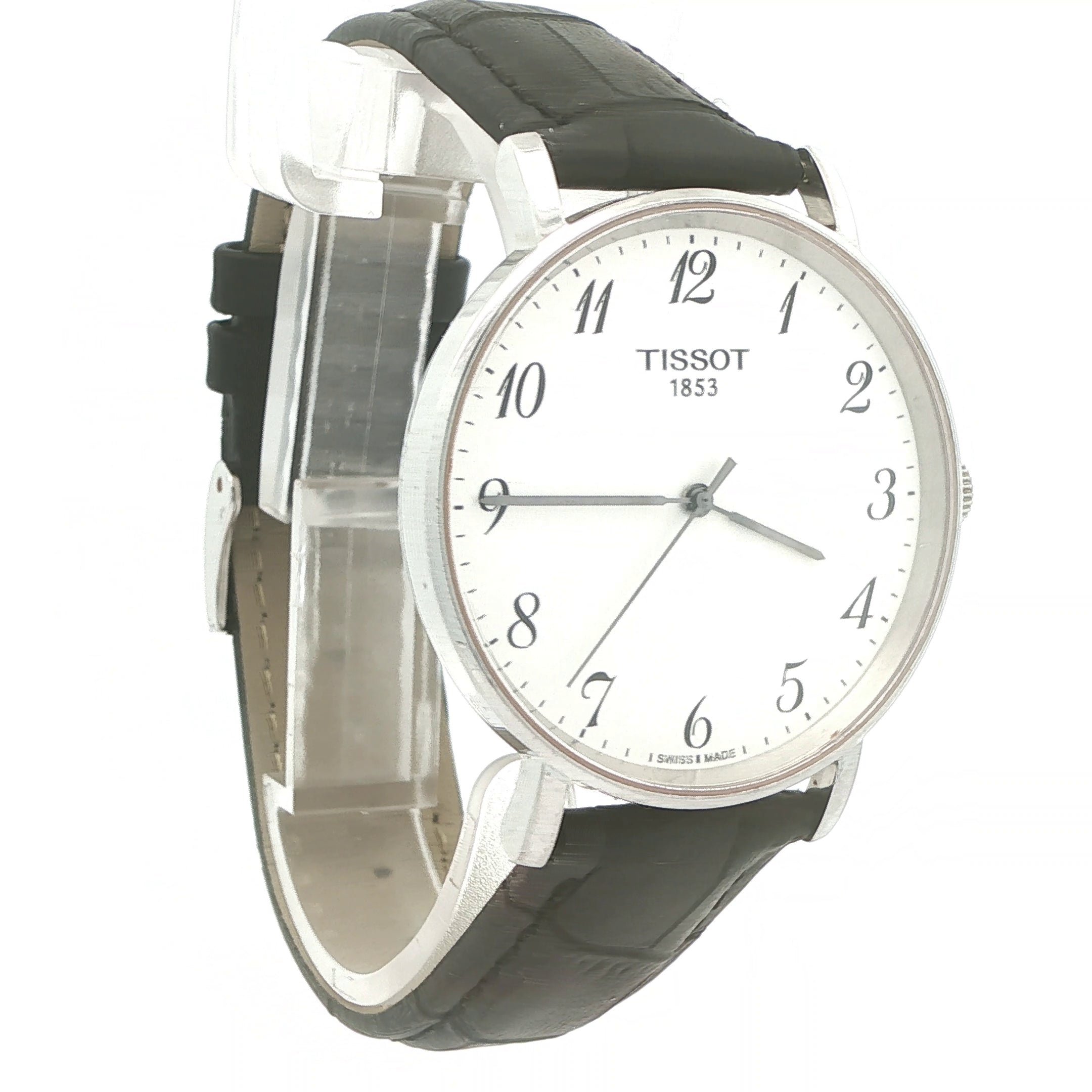 Estate Tissot Everytime 38mm Swiss Quartz Watch Silver Dial Stainless Steel T109.410.16.032.00